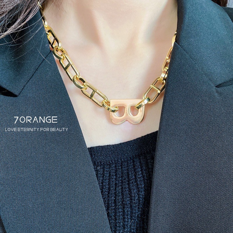 Mẫu Mới Choker ,Vòng cổ dây xích chữ B sành điệu, sang chảnh bản víp không bay màu Ảnh Thật, Hàng Có Sẵn