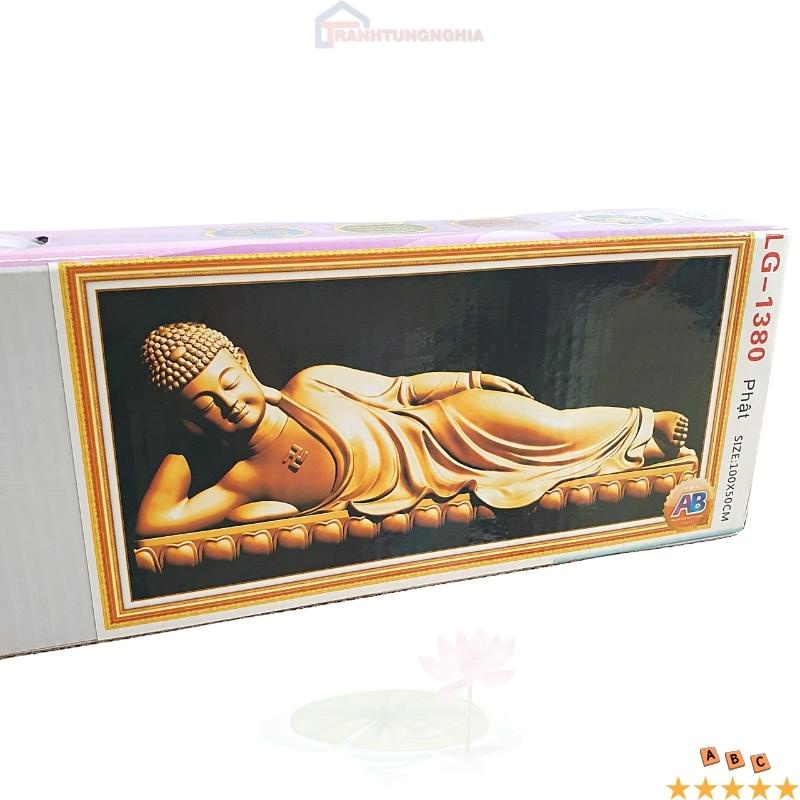 Tranh đính đá, tranh thêu chữ thập phật nằm 1m x 50cm