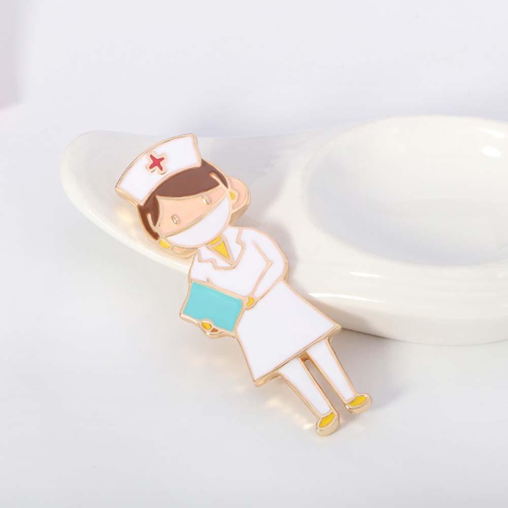Trâm Cài Áo Hợp Kim Tráng Men Hình Y Tá Dễ Thương