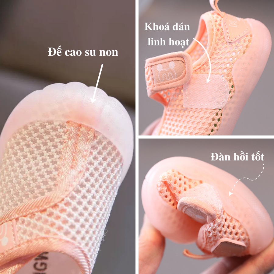 Giày tập đi cho bé trai bé gái lưới thoáng khí Bunny store, giày cho bé phù hợp trẻ em từ 8 tháng đến 3 tuổi đế mềm BN12