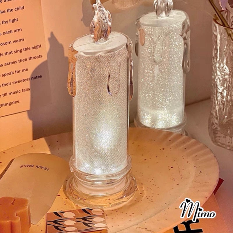 Đèn led để bàn hình ngọn nến trong lấp lánh decor nhà cửa, nến điện tử phụ kiện chụp ảnh nail phong cách Châu Âu
