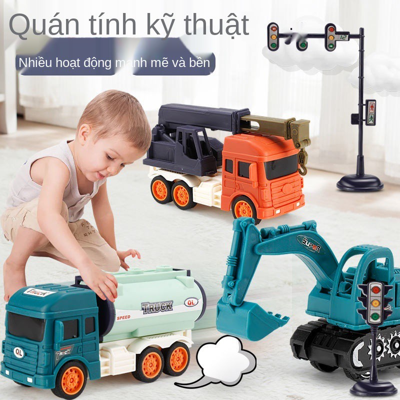 Bộ ô tô đồ chơi trẻ em, máy xúc, xe chở rác, cứu hỏa, tô, cho bé trai 3-6 tuổi