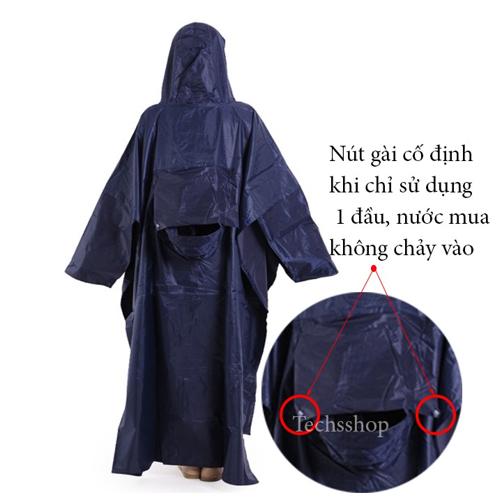 Áo Mưa 2 Đầu Vải Dù Cao Cấp 1m4 Size 3XL - Áo Mưa Đi Xe Máy Cho Người Lớn Kèm Túi Đựng Bảo Quản