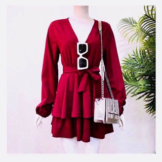 JUMPSUIT ĐỎ TẦNG CỘT EO
