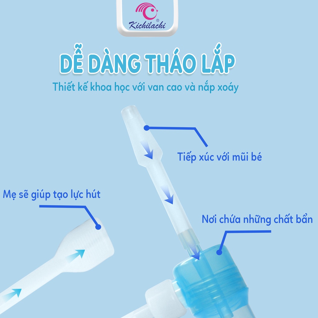 Dụng cụ hút mũi núm silicon siêu mềm an toàn cho bé chính hãng kichilachi