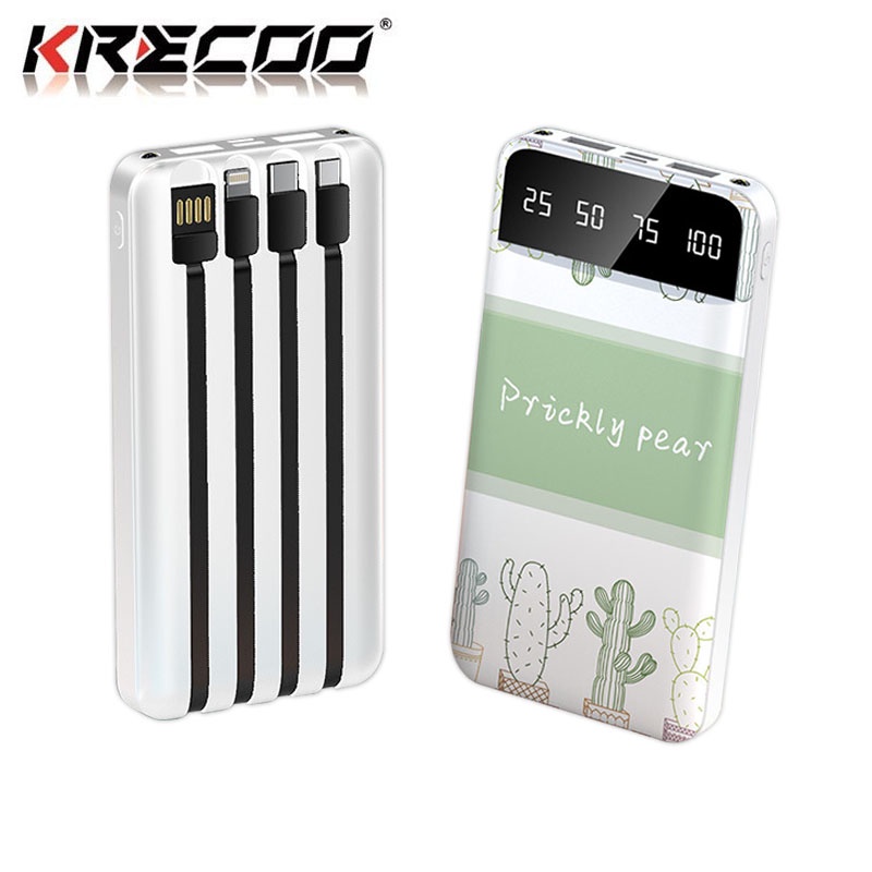KRECOO sạc dự phòng 10000mah 20000mah Phim hoạt hình Mini Pin Pin Lithium Polymer Màn Hình Kỹ Thuật Số Cho Apple Android