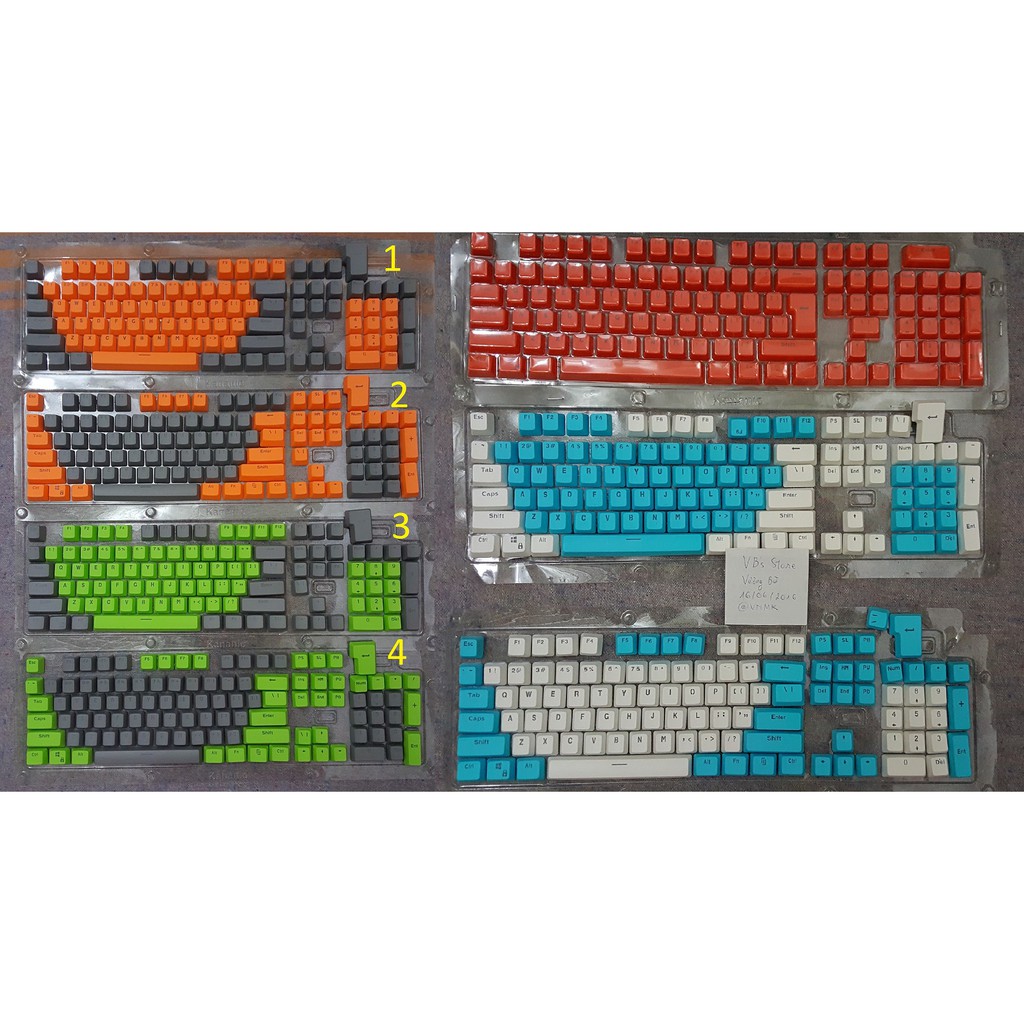 (có layout 61/64/68/71/82/84) Bộ Keycap PBT doubleshot xuyên led nhiều - bộ nút bàn phím cơ chọn màu