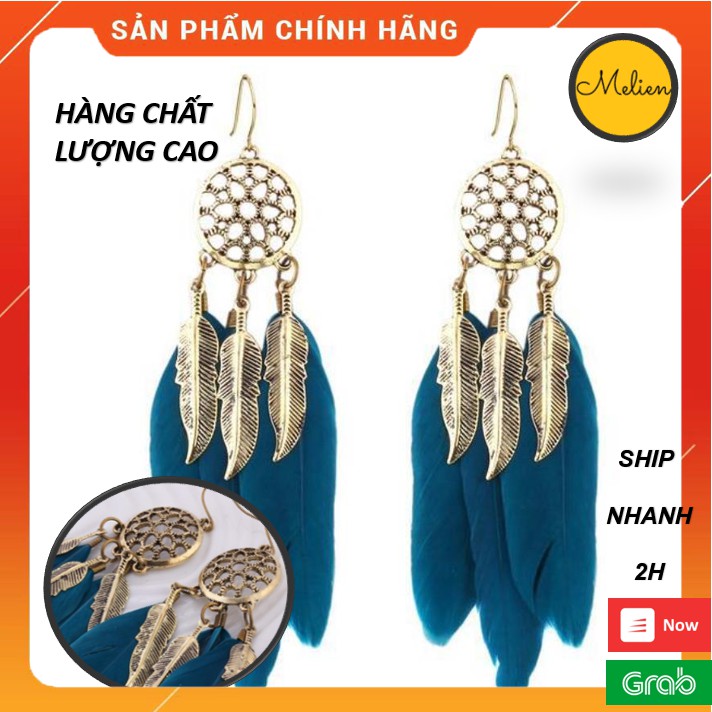 Khuyên Tai Lông Vũ Phong Cách Bohemian Dài 10cm Dành Cho Nữ