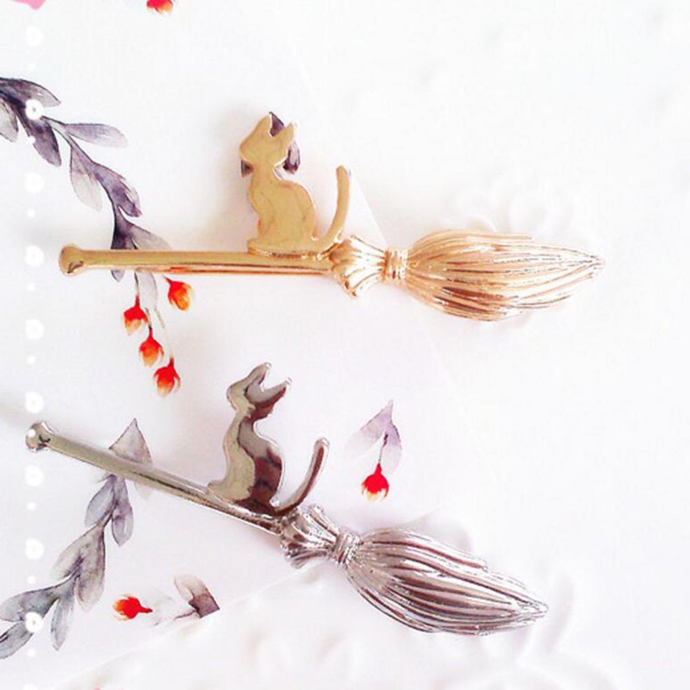 Cat Pins Cartoon Headwear Broom Hair Clip