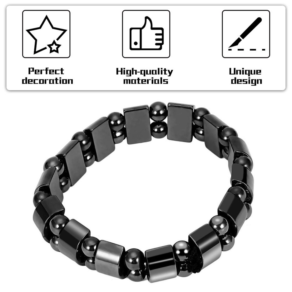 Vòng tay đá hematite nam châm đen hợp thời trang cho nam và nữ cải thiện sức khỏe tinh thần