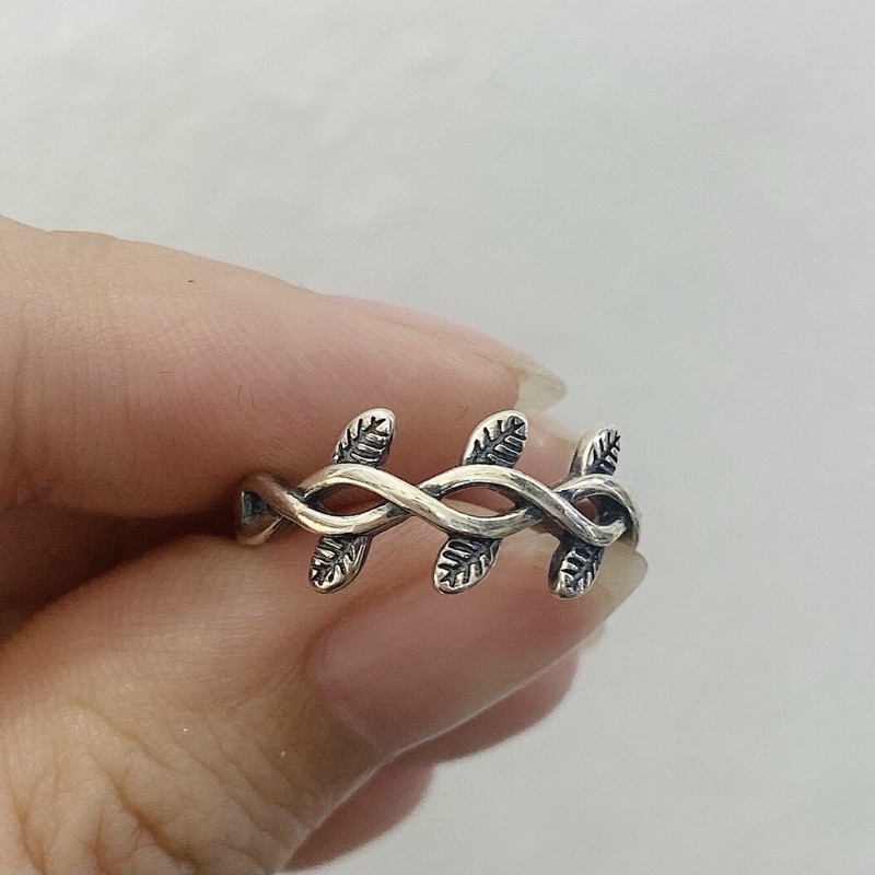 Nhẫn bạc thái đeo ngón trỏ đá đen freesize