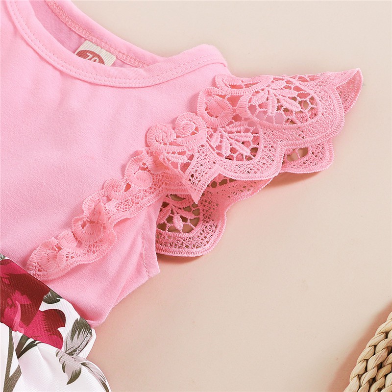 Đầm Mikrdoo tay cánh tiên in hoa kiểu đáng đáng yêu cho bé gái