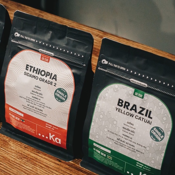 Cà phê Arabica BRAZIL Catuai pha Espresso, Cà phê Specialty cao cấp Vị chua nhẹ êm ái Hâu vị ngọt mật ong gói 250g