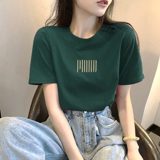 Áo thun FASHMILY 100% cotton tay ngắn dáng rộng in họa tiết hoạt hình phong cách Hàn Quốc thời trang mùa hè cho nữ