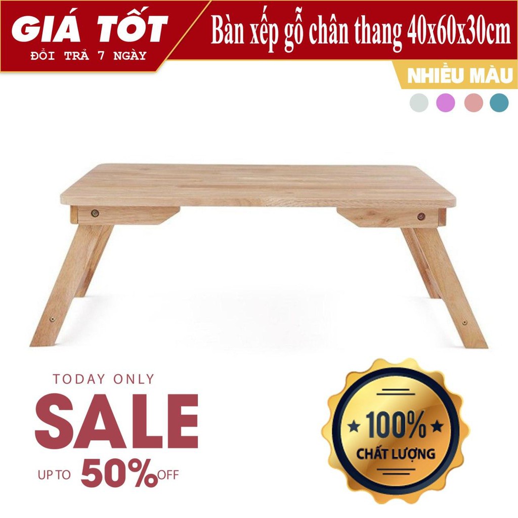 [SIÊU GIẢM GIÁ] Bàn học chân xếp 40x60cm, Gỗ cao su chắc chắn