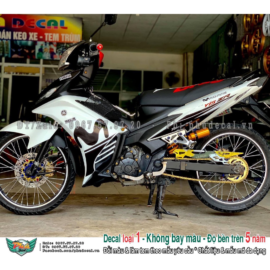 Tem rời xe Exciter 135 Movistar Trắng đen (A)