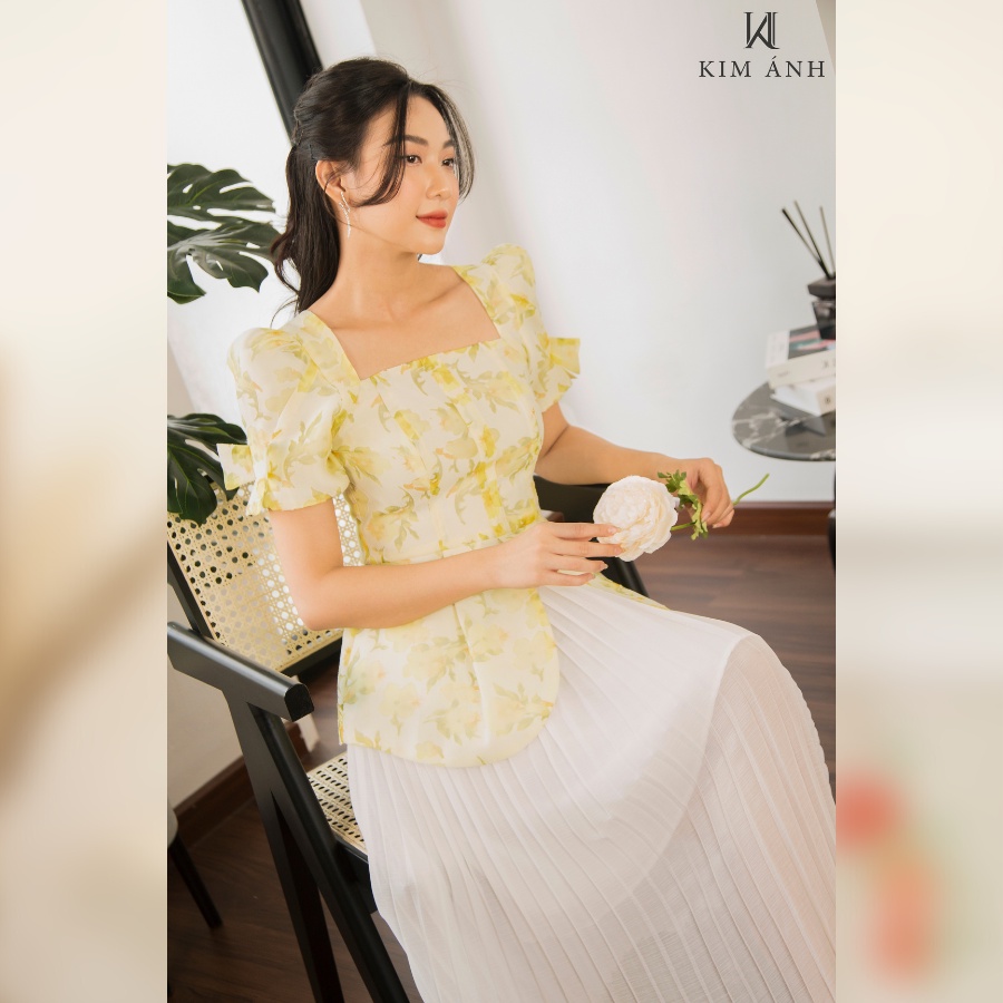 Áo Kiểu Thiết Kế Nữ, Áo Sơ Mi Nữ Công Sở Kim Ánh Maris Top Trẻ trung, Thanh Lịch,  AKSX37003