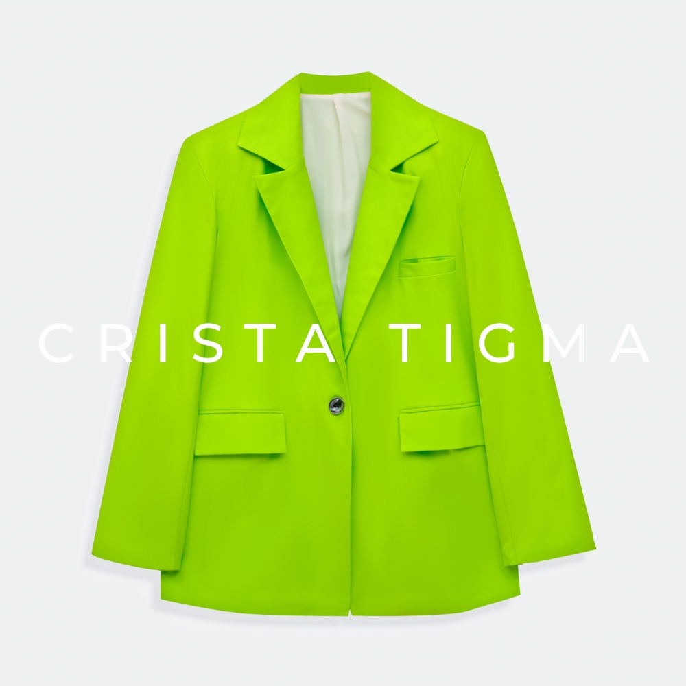 Vest nữ Crista Tigma xanh neon chuối có độn vai dày đứng form