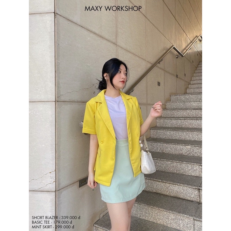 Áo khoác ngắn tay màu lemon short blazer Maxy Workshop