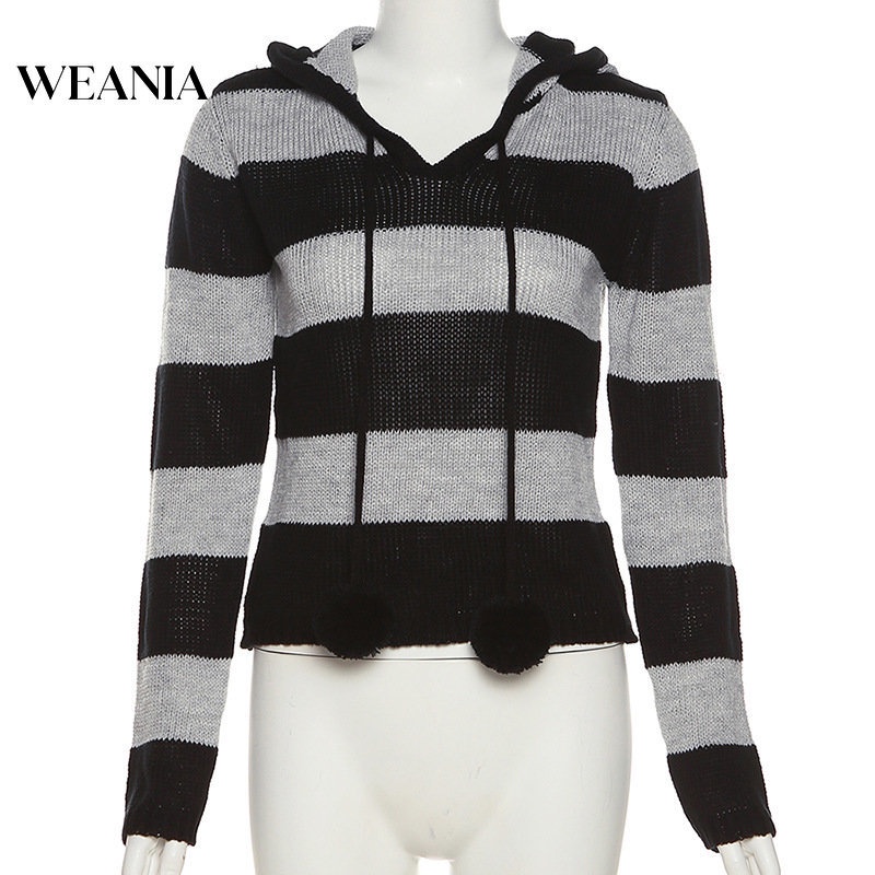 Áo Sweater Dệt Kim Kẻ Sọc Thời Trang Cho Nữ