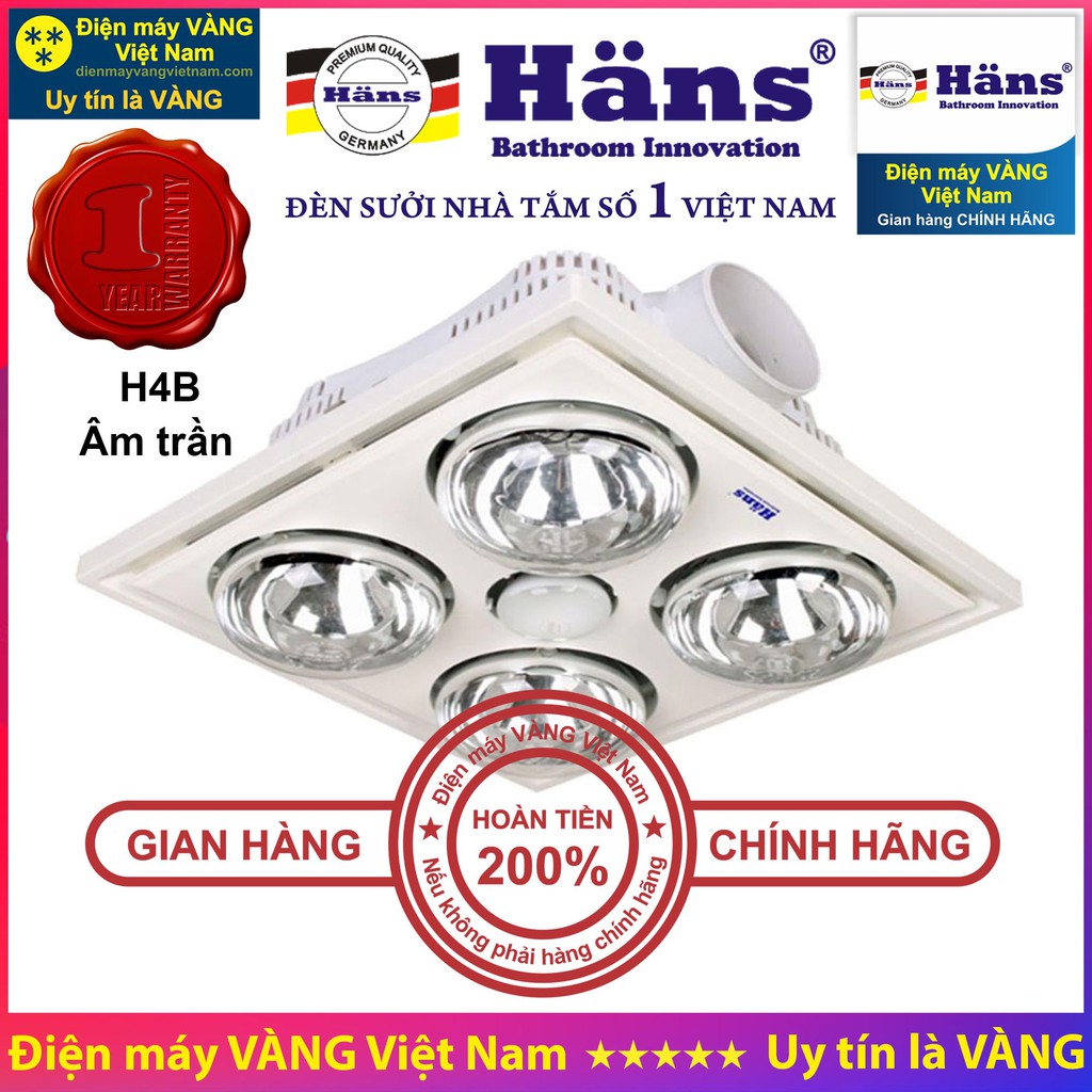 Đèn sưởi nhà tắm Hans H2B H3B H4B HA-S HA-R - Hàng chính hãng