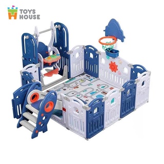 Quây bóng - combo đồ chơi vận động cho bé  cầu trượt,xích đu, cột bóng Toyshouse WM19086 tiêu chuẩn Châu âu