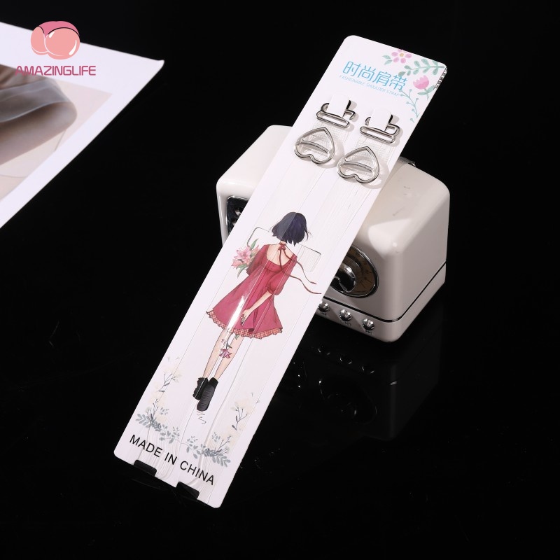 1 Cặp Dây Áo Ngực Silicon Trong Suốt Khóa Kim Loại Hình Trái Tim