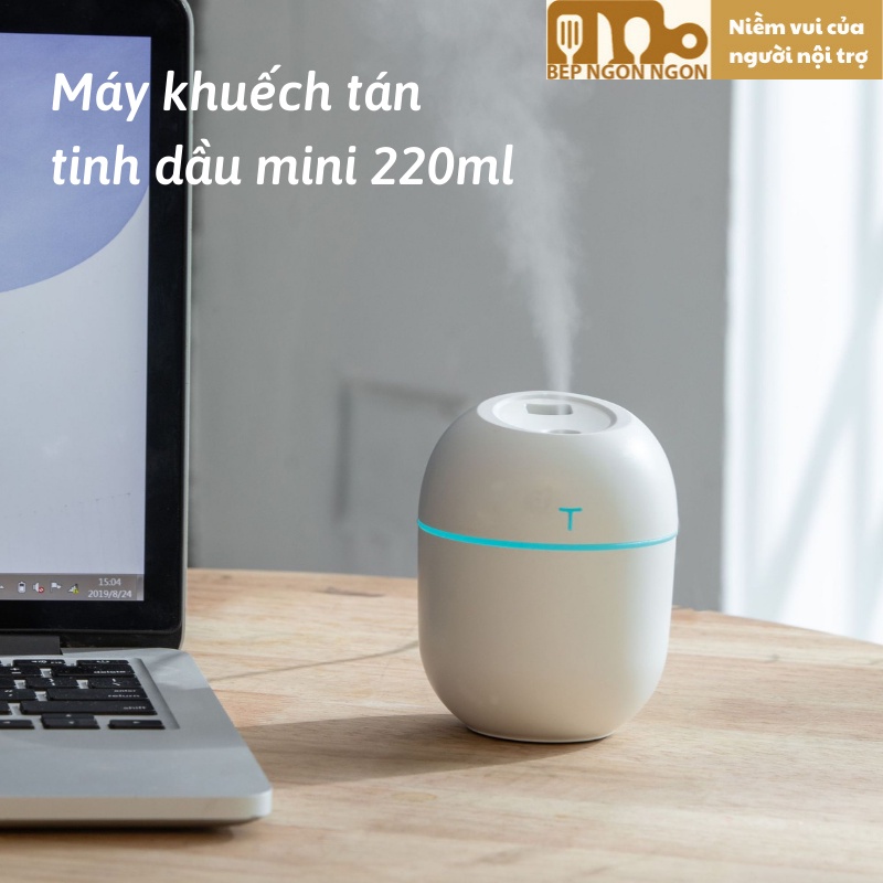 Máy khuếch tán tạo ẩm xông tinh dầu chanh sả bạc hà quế xông mũi họng mini 220ml_ BEP NGON NGON