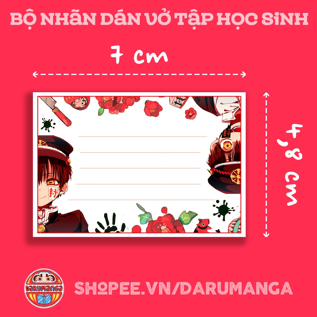 BỘ 16 NHÃN VỞ TẬP HỌC SINH JIBAKU SHOUNEN HANAKO-KUN