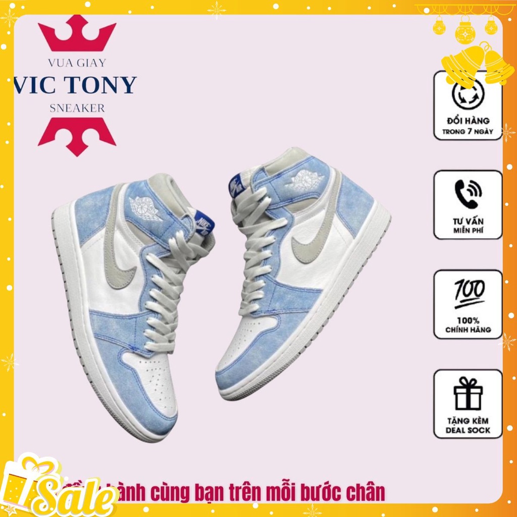 Giày Jordan 1 cao cổ Hyper Royal xanh nỉ, Giày JD1 xanh nỉ cổ cao siêu hot 2021 Full Box Bill