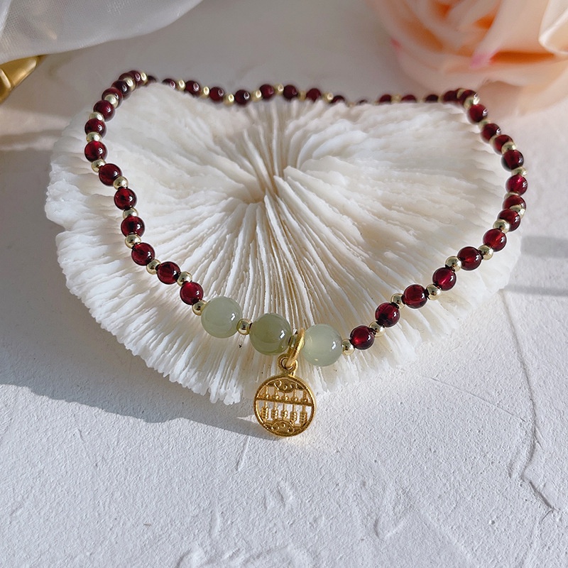 [Hàng Mới Về] Lắc Chân Đính Ngọc Bích Nhân Tạo Thương Hiệu Garnet Hetian Cho Nữ