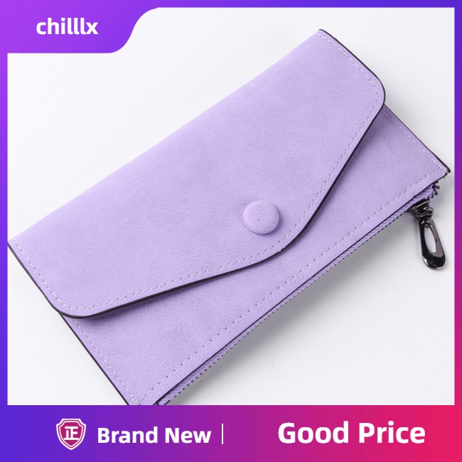 Chilllx Ví Dài Bề Mặt Nhám Mỏng Có Khóa Kéo Cho Nữ