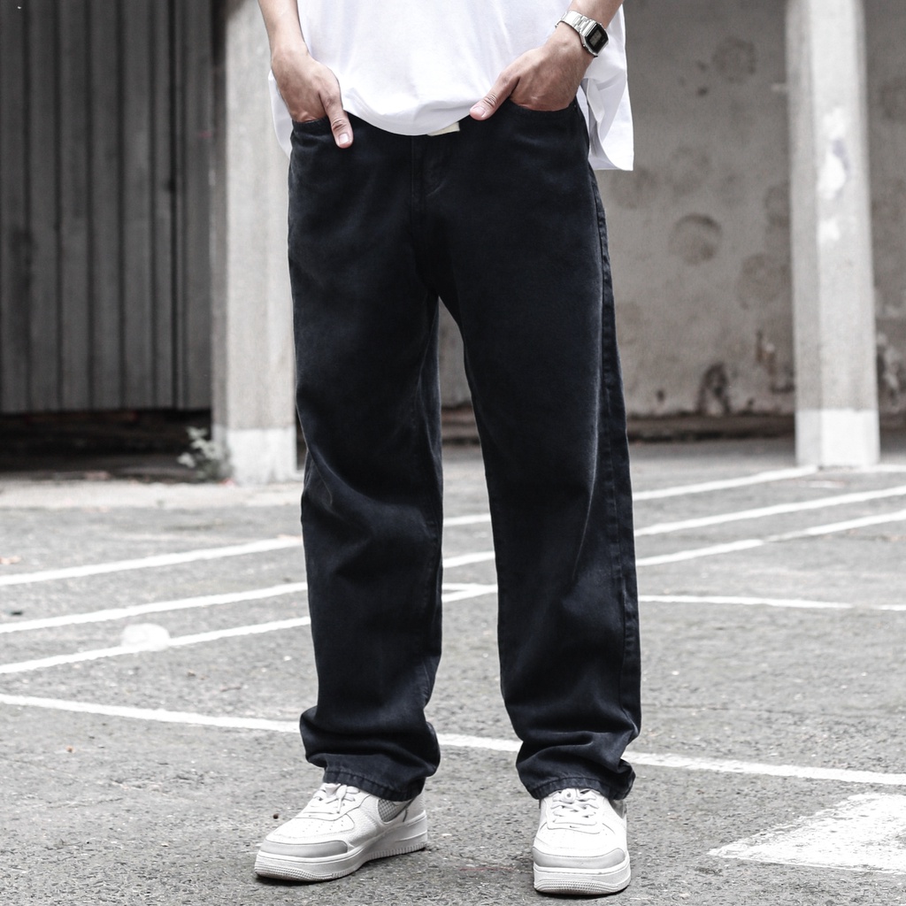 Quần Baggy Trơn Ống Suông Đứng - Chất Vải Jeans Cao Cấp Mềm Mịn - Unisex Nam Nữ Hot Trend Dễ Phối Đồ - Màu Đen Xám 5