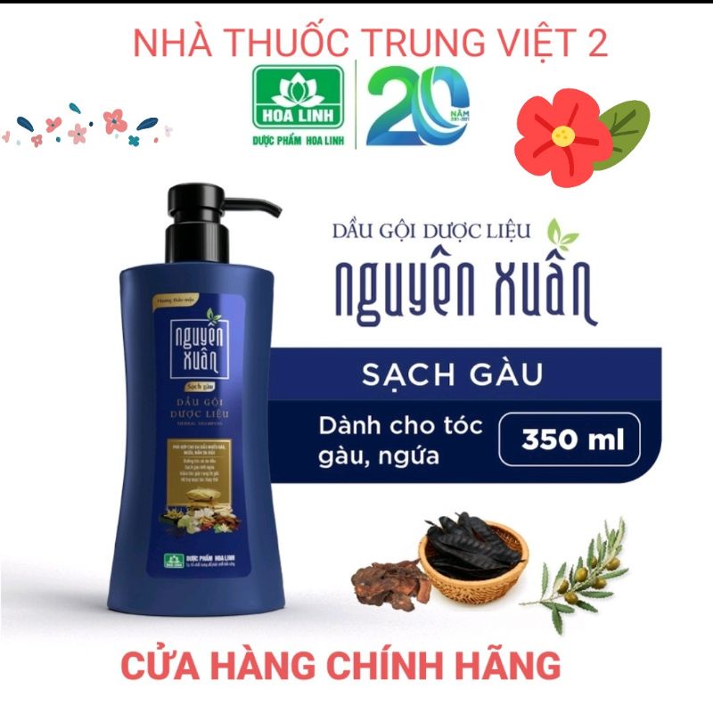 Dầu gội dược liệu Nguyên Xuân dành cho da đầu gầu, ngứa, dưỡng tóc mềm mượt chai vòi 350ml + 35ml