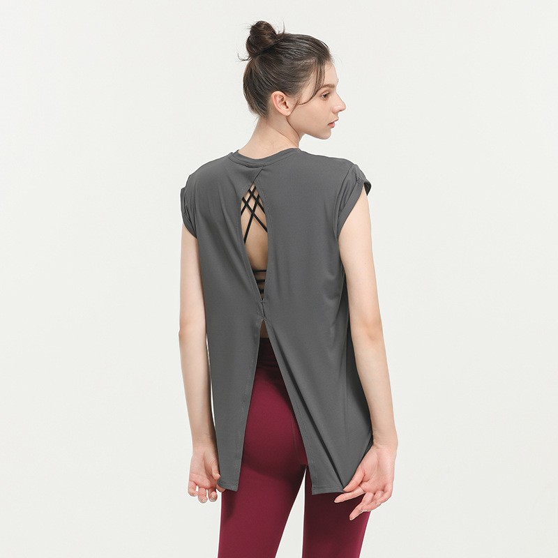 Áo Thun Thể Thao Tay Ngắn Dáng Rộng Thoáng Khí Nhanh Khô Thời Trang Quyến Rũ Cho Nữ