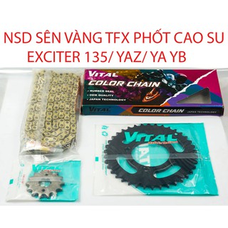 Sên nhông dĩa Ex 135 / Exciter 135/ Yaz / Ya YB  sên tfx phốt cao su vàng hiệu VITAL - NSD, xích đĩa tải Thái Lan