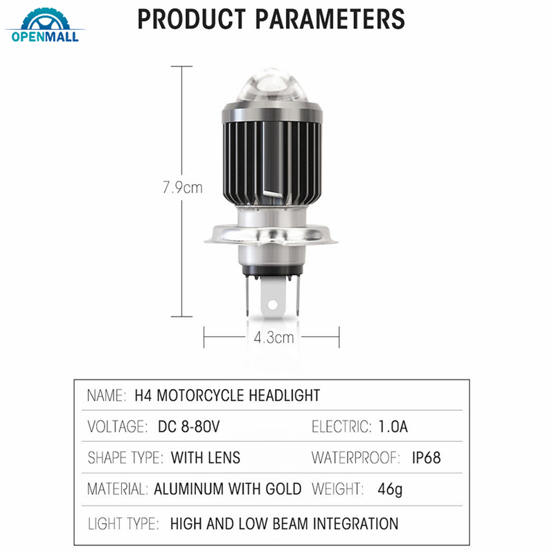 Đèn pha H4 H6 6000lm cho xe máy chất lượng cao