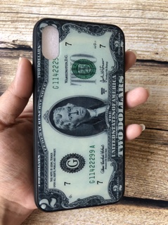 Ốp lưng iPhone X lưng kính viền dẻo 2 đô may mắn