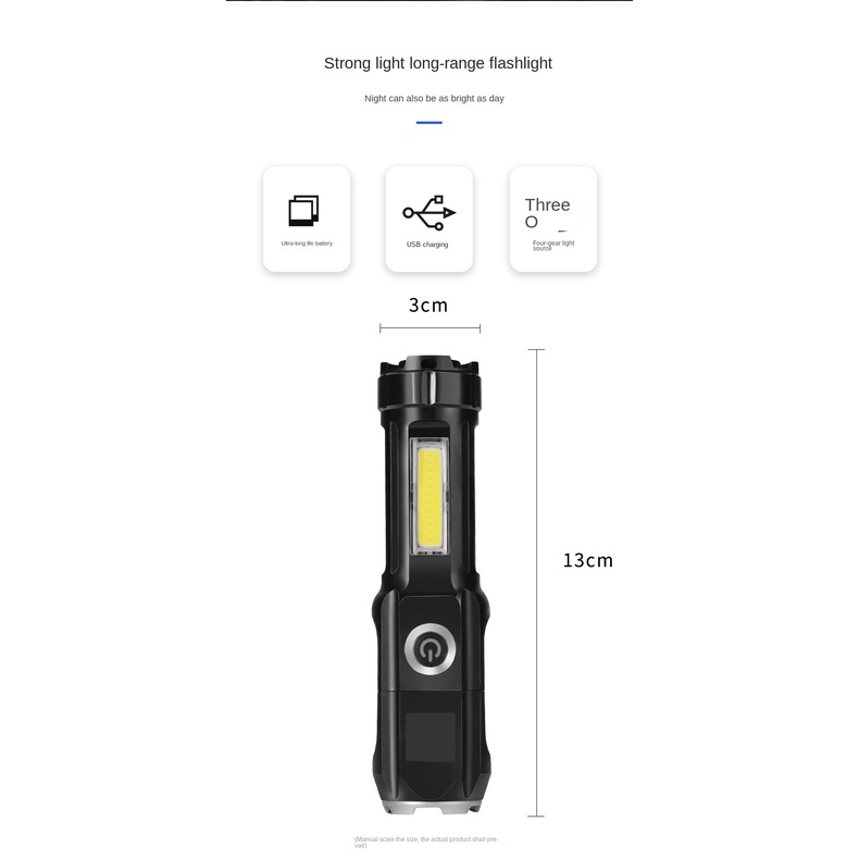 Đèn Pin Sạc USB 18650cob Bằng Nhựa Có Nam Châm Tiện Lợi