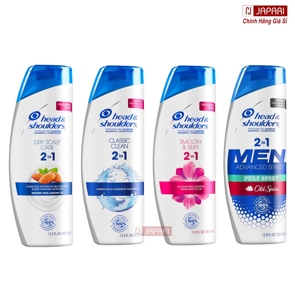 Dầu Gội &amp; Xả 2in1 Head Shoulders Mỹ Nam Nữ - Dầu Gội Đầu Head And Shoulder Cho Tóc Uốn Nhuộm, Giảm Gàu Dưỡng Tóc JAPARI