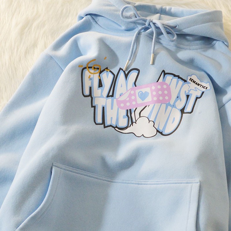 NRVP Áo hoodie tay dài dáng rộng phong cách Hàn Quốc thời trang dành cho nữ