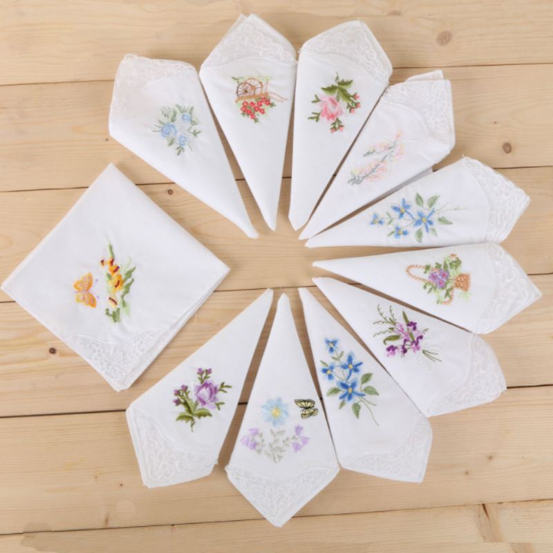 Set 3 Yếm Ăn Cotton Thêu Họa Tiết Xinh Xắn Dành Cho Nữ