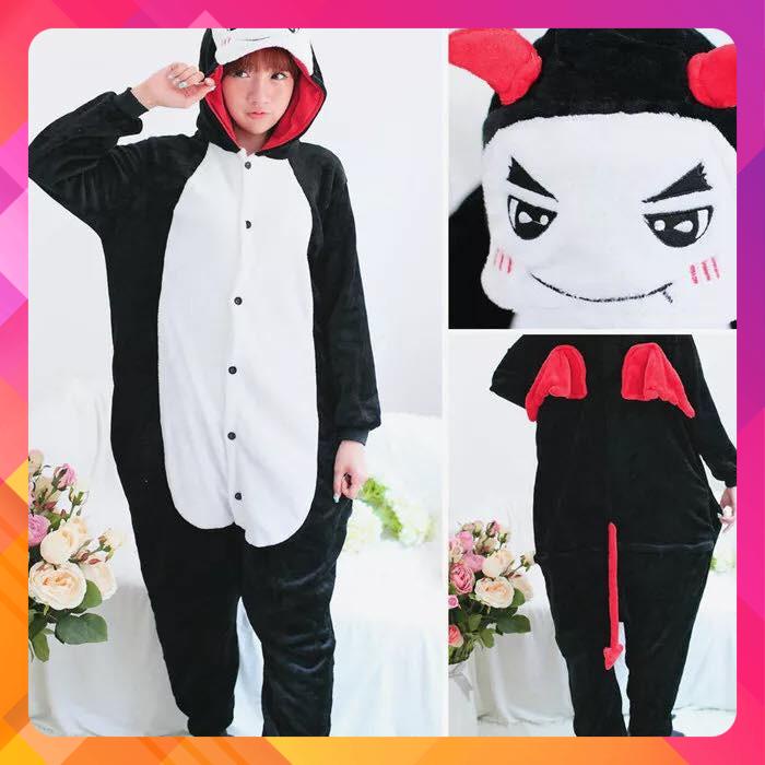 Bộ Đồ Thú Hình Yêu Tinh, Đồ Ngủ Pijama Bông Liền Thân Cho Người Lớn