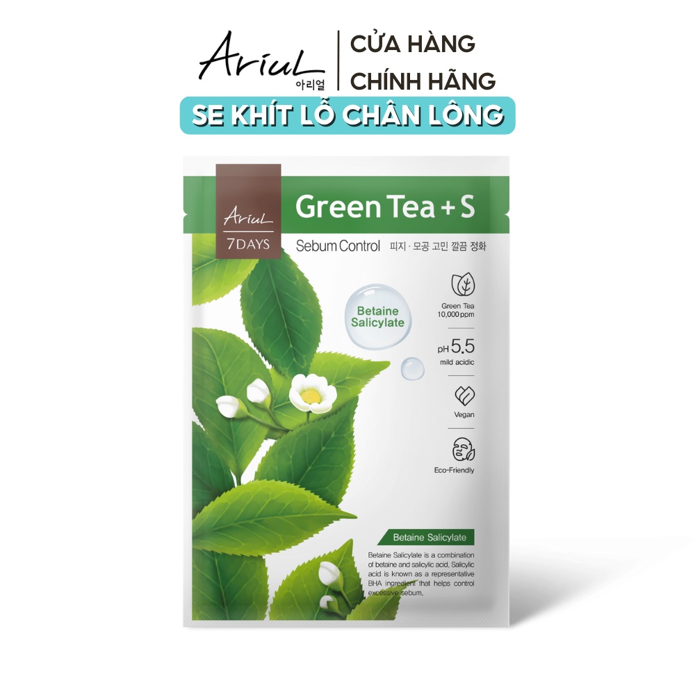 [HSD T4/2024] Mặt nạ ARIUL 7 Days Trà Xanh Green Tea + Betaine Salicylate 23ml