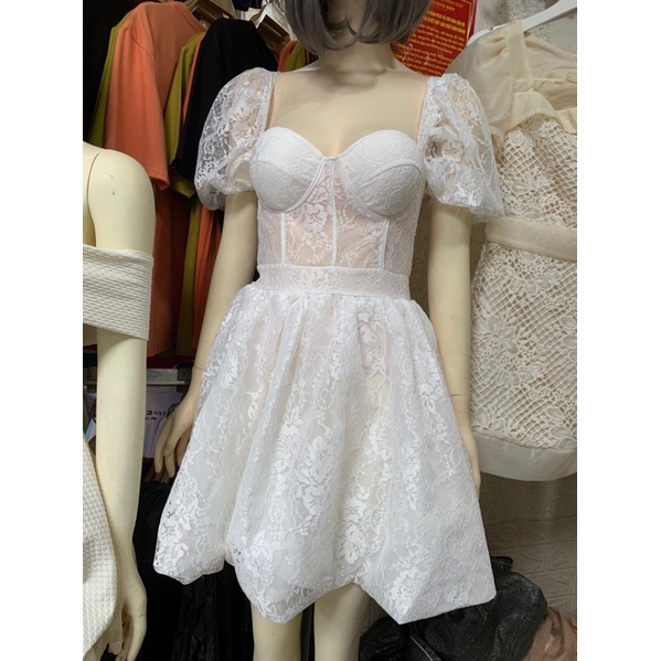 D3 Đầm ren phối cup dáng xoè công chúa siêu sang
