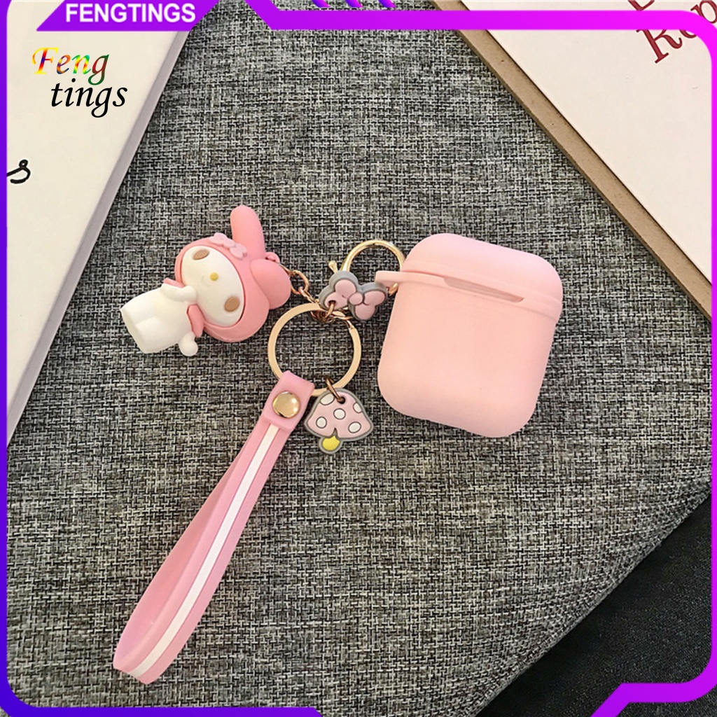 Vỏ Bảo Vệ Hộp Sạc Tai Nghe Bluetooth Dày Dặn Hình Động Vật Dễ Thương Kèm Móc Khóa Tiện Dụng