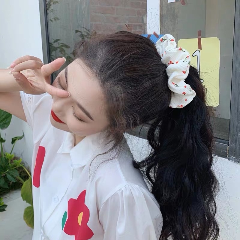 Dây Buộc Tóc Bằng Vải Cotton Mềm In Họa Tiết Hoa Đơn Giản Dành Cho Nữ