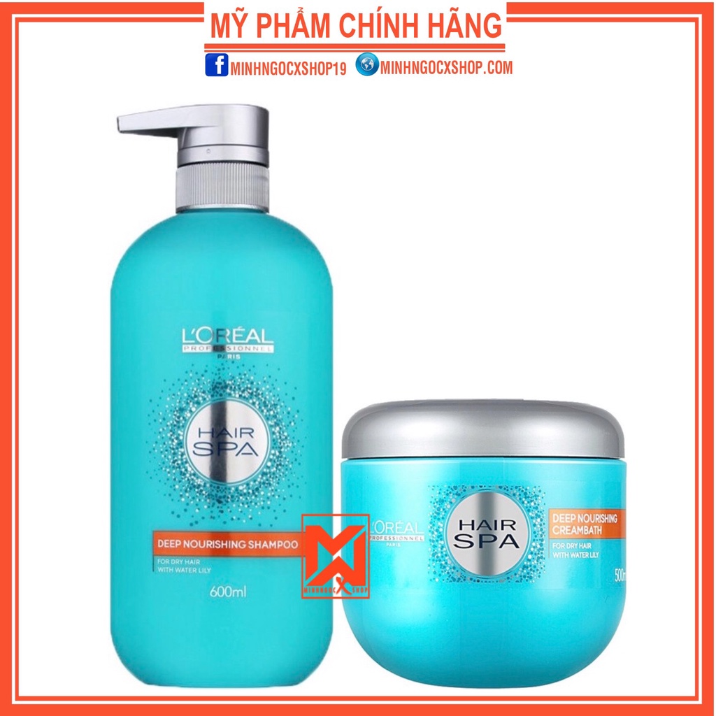 Combo dầu gội, hấp chăm sóc tóc khô Loreal Professionnel Hair Spa Deep Nourishing 600+500ml chính hãng