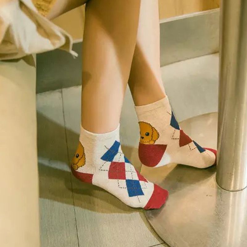 Set 5 Đôi Vớ Họa Tiết Hoạt Hình Phong Cách Harajuku Cho Nữ