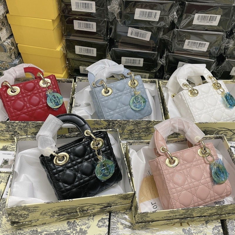 Full Box  D I O R LADY Mini Size 13 Tag Vàng